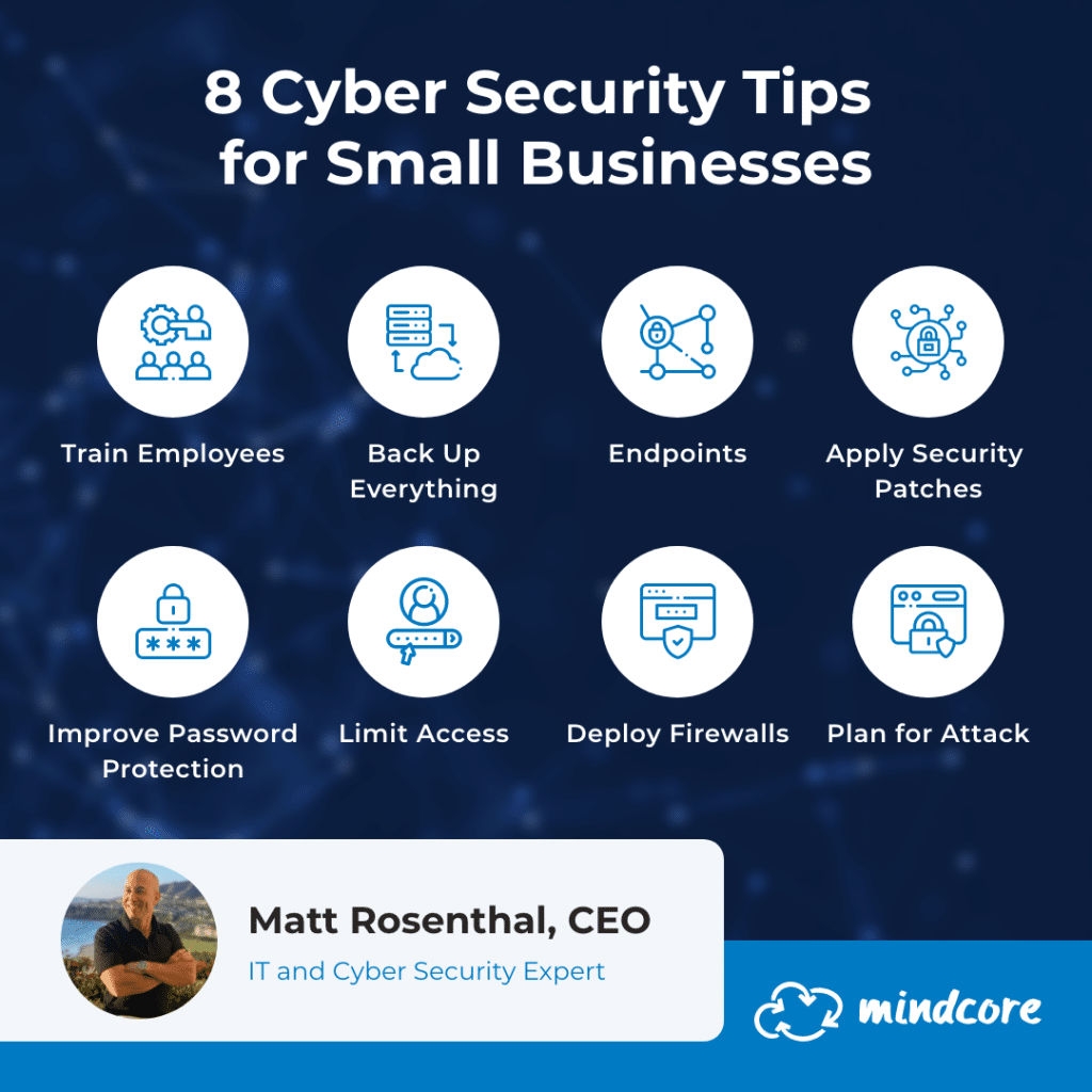 8 Cyber Security Tips for Small Businesses 2 Mindcore Nov2021 Infographic 8CyberSecurityTips
